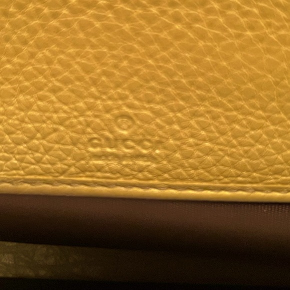 💯Gucci Neon Yellow Pebbled Leather Zippy Wallet w/Bamboo Pull/Dust Bag/Gift Box - Picture 12 of 17
